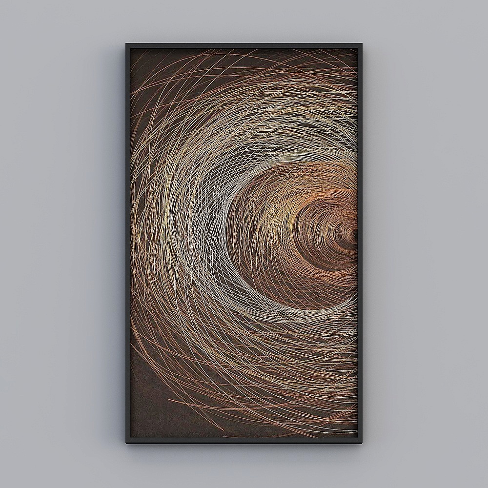 Elland decorative painting high-end boutique embroidery  Abstract Line Circled Noble Personality Art Living Room Bedroom Sofa Bed Head three picture frame modern light luxury hanging painting