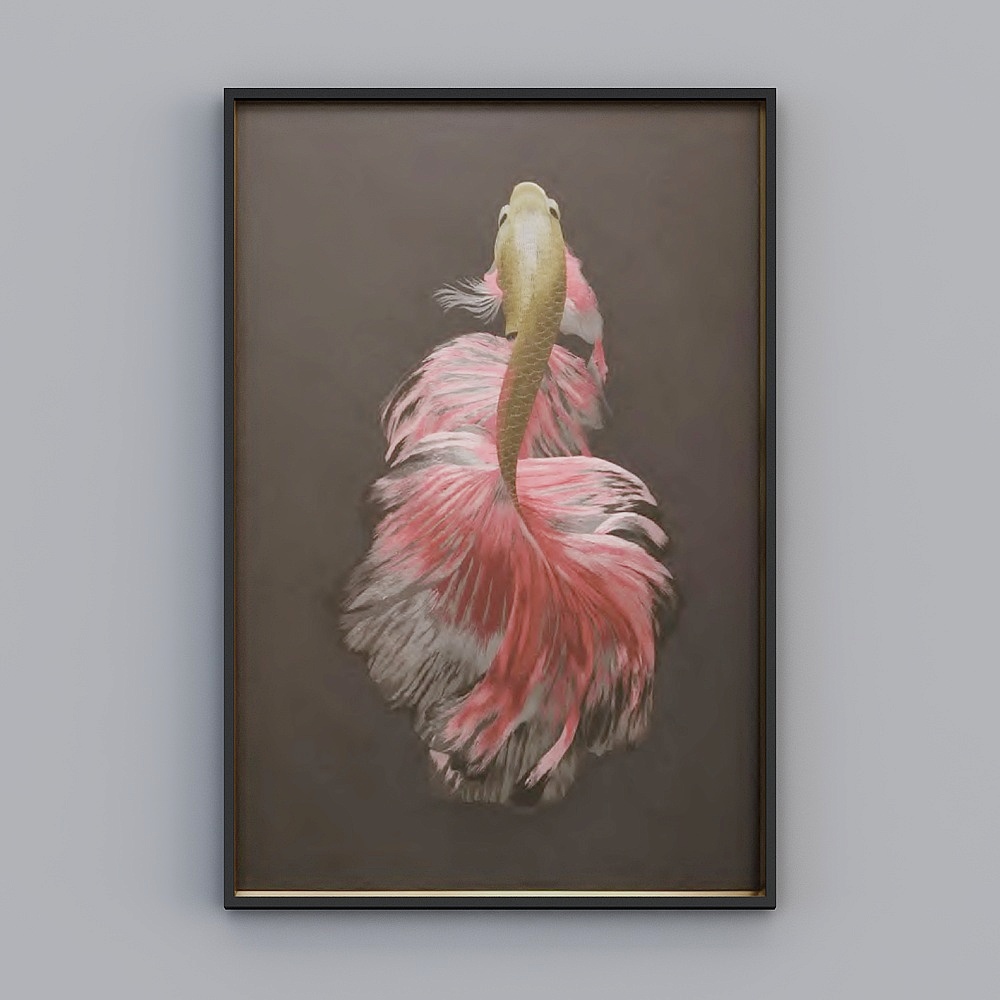 Elland High-End Decorative Painting Boutique Embroidery New Chinese Three-Dimensional Embroidery Atmospheric Goldfish Black Simple Living Room Dining Room Bedroom Sofa Bed Head Single Picture Frame Modern Light Luxury Hanging