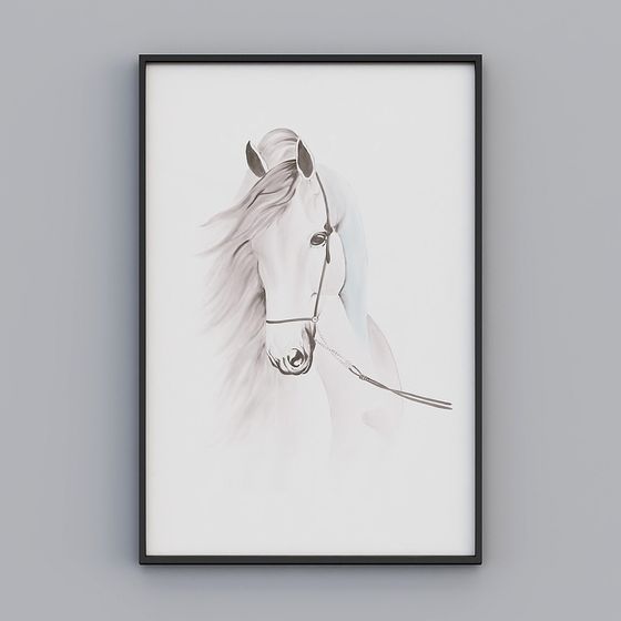 Elland dekoratives Gemälde hochwertige Boutique-Stickerei neuer nordischer schwarzer Pferd geneigt vertikal Persönlichkeitskunst Wohnzimmer Schlafzimmer Sofa Bett einzelner Bilderrahmen modernes leicht luxuriöses hängendes Gemälde