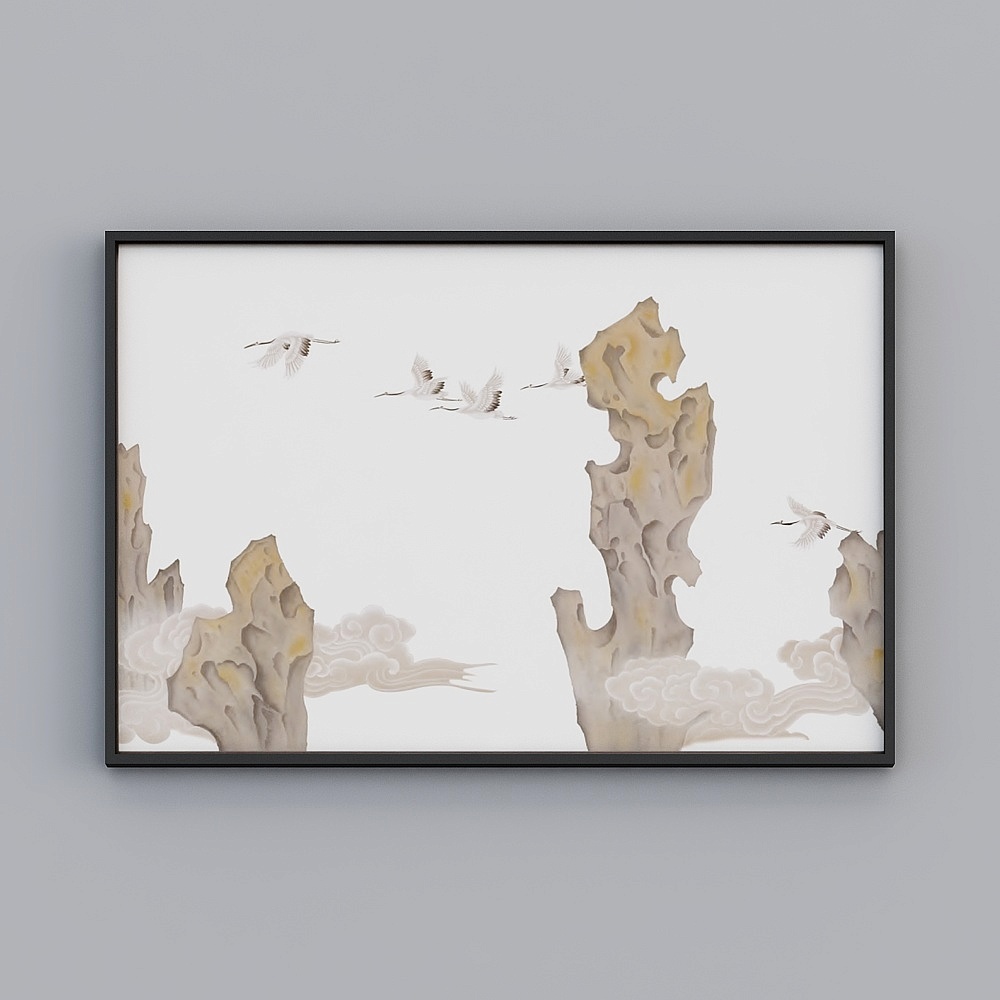 Elland high-end decorative painting fine embroidery  three-dimensional embroidery landscape fake mountain atmosphere Nordic living room dining room bedroom sofa bed head a single picture frame modern light luxury hanging painting