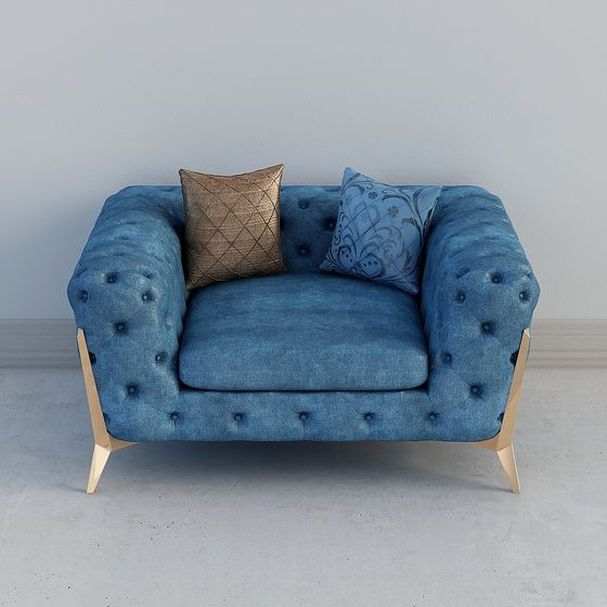 Blue and Black Single Sofa 3D Model – Free Resource