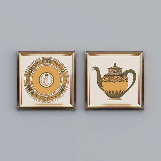 Elegant Vintage Teapot Frame 3D model