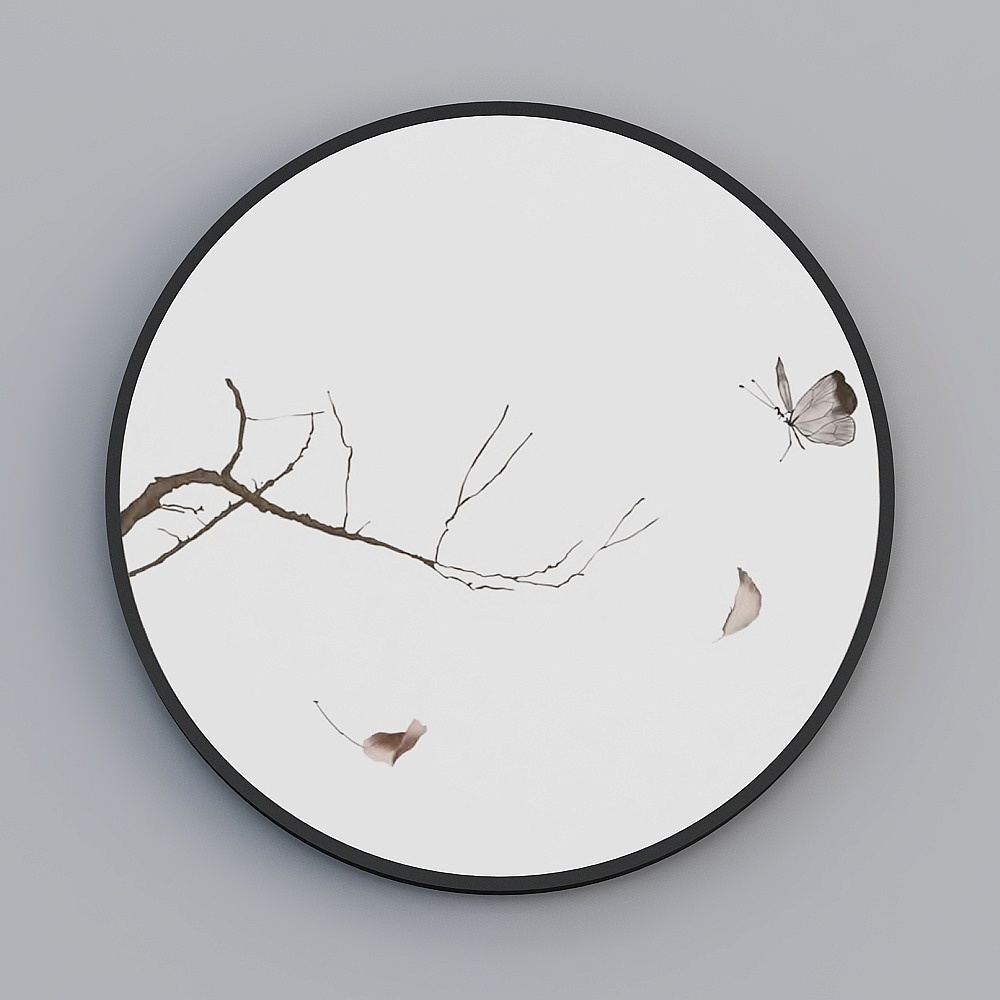 Elland high-end decorative painting boutique embroidery  three-dimensional Nordic branch Zen butterfly simple is circular living room dining room bedroom sofa bed single picture frame modern light luxury hanging painting