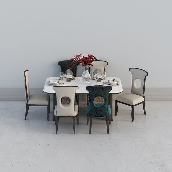 Elegant Dining Table Set 3D model
