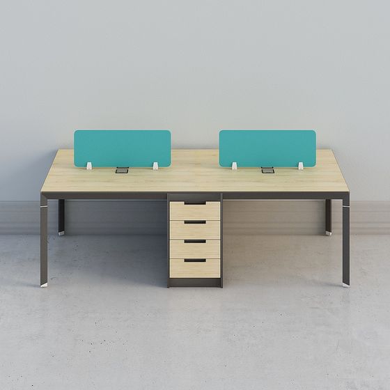 Contemporary Dual Desk 3D model for Modern Offices