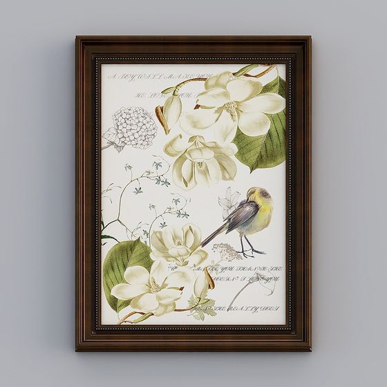 Vintage Floral Wall Art 3D model