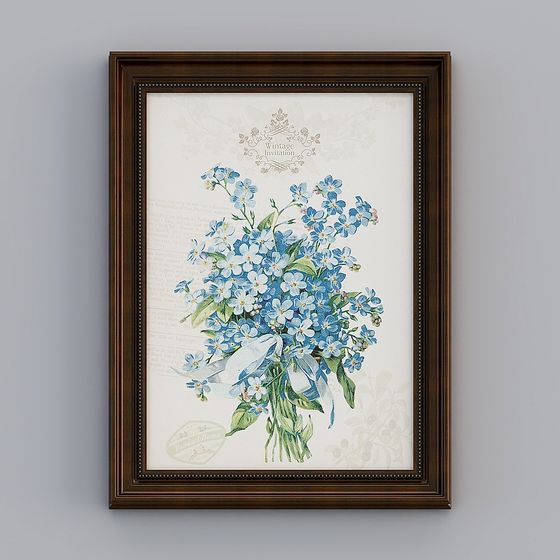 Vintage Floral Poster 3D model