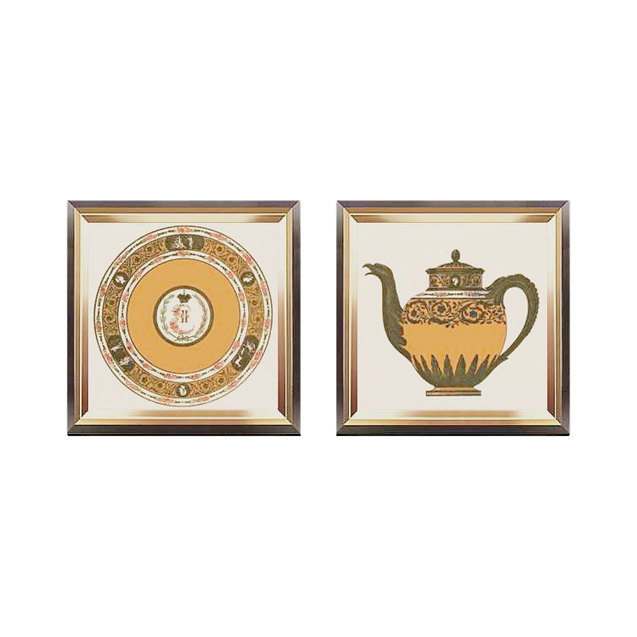 Vintage Teapot Frame 3D Model – Golden Low-Poly Design