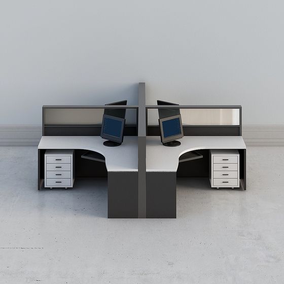 Modern Low-Poly Office Desk 3D model