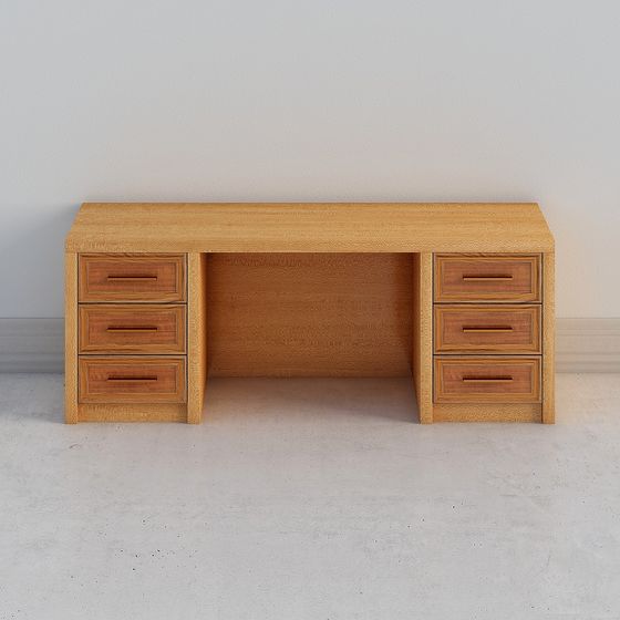 Elegant Wooden Office Desk 3D model