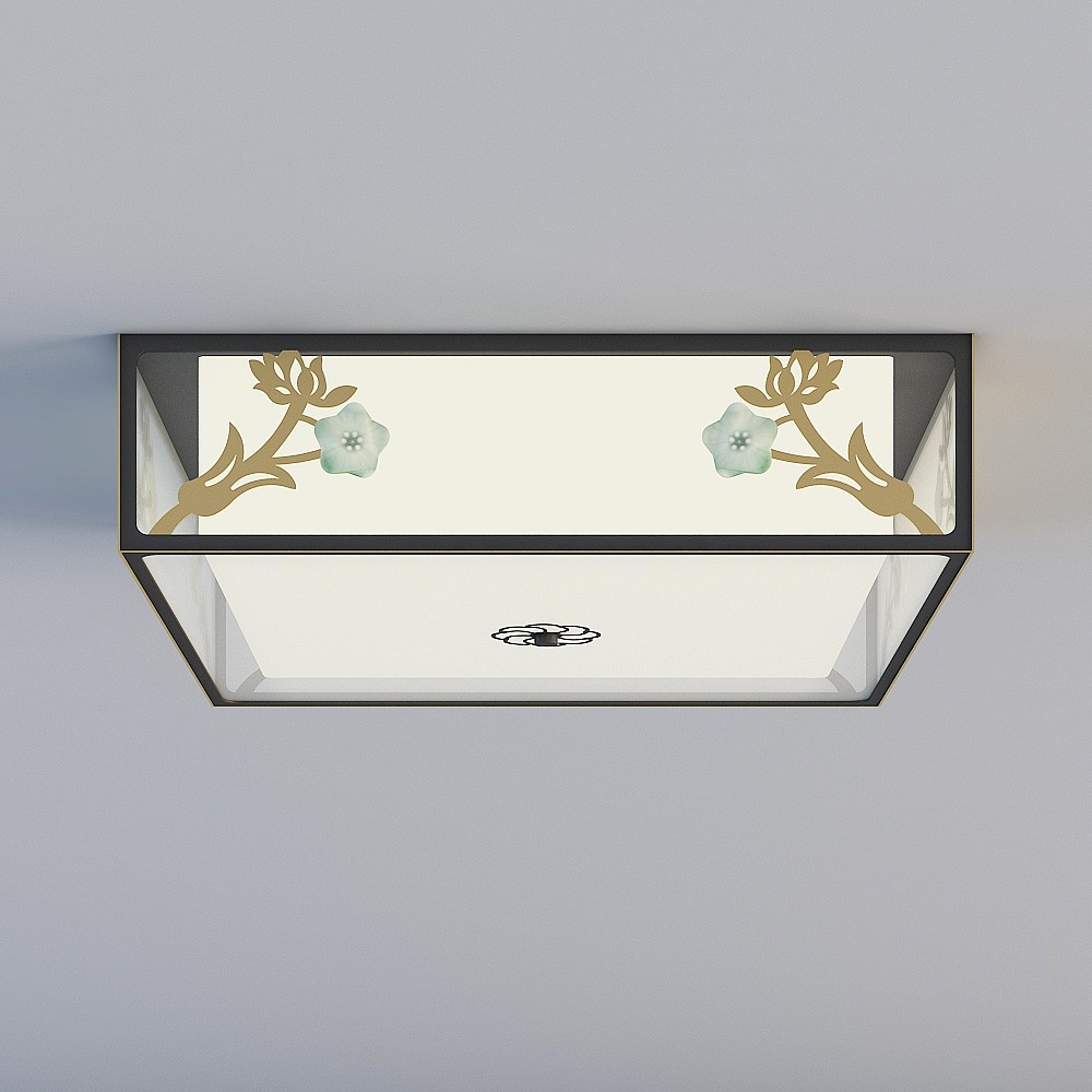 Elegant Floral Ceiling Light 3D model
