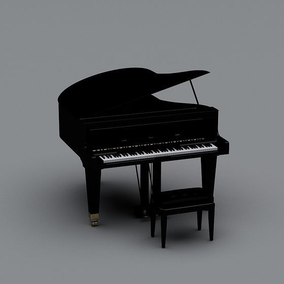 Elegant Black Grand Piano 3D model