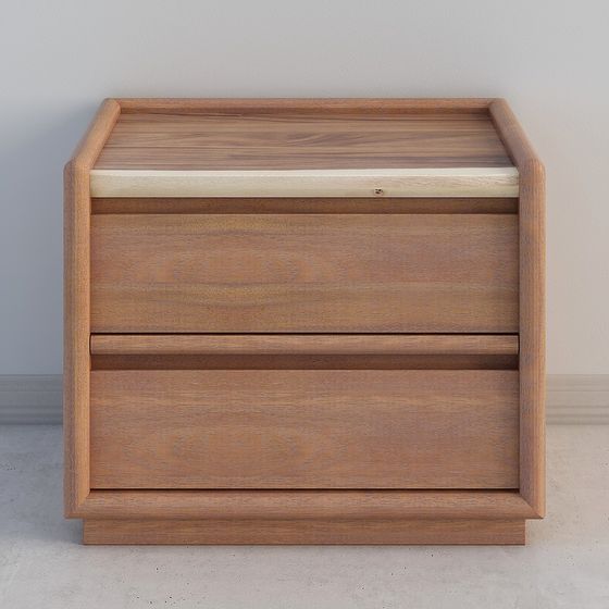 Earth Tone Bedside Table 3D Model - HT-CT03A