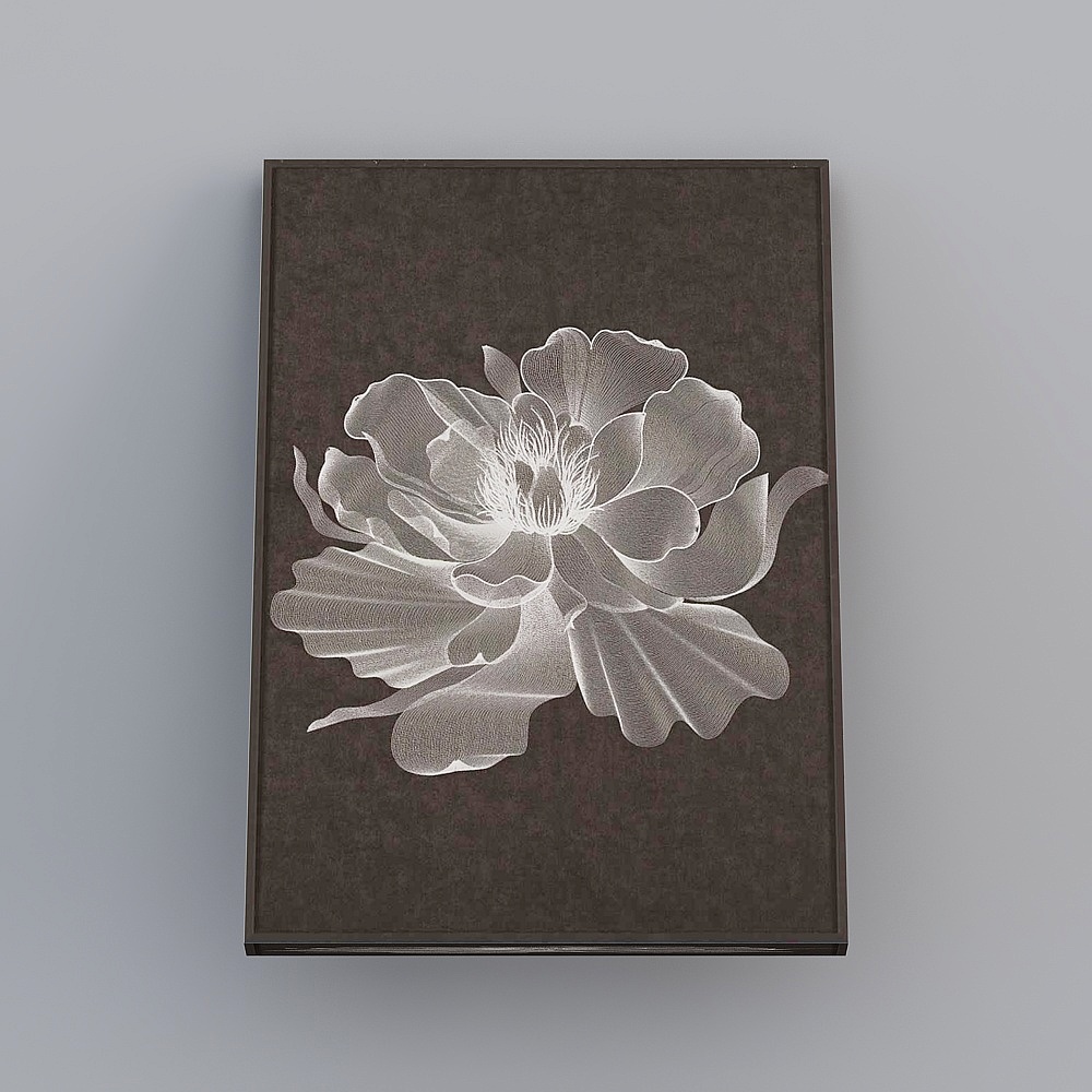 Elland decorative painting high-end boutique embroideryNordic flowers black and white tilt vertical personality art living room bedroom sofa bed head single picture frame modern light luxury hanging painting