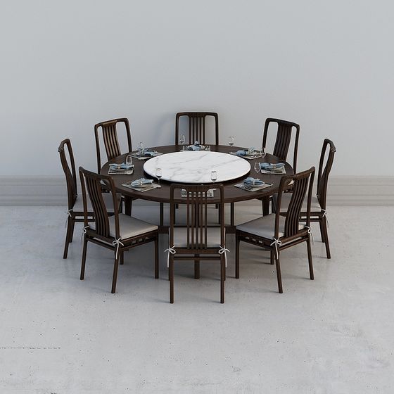 Stylish Round Dining Table 3D model for Modern Homes