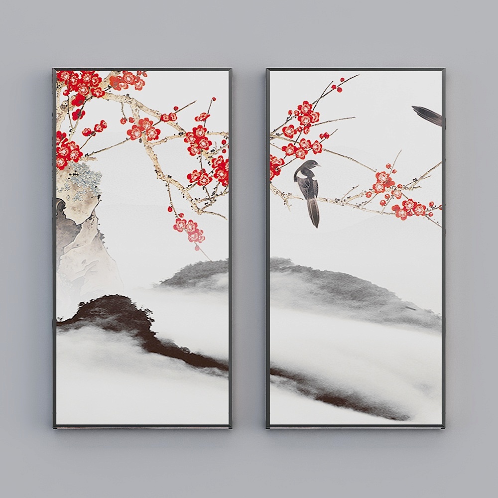 Plum Blossom and Bird 3D Model