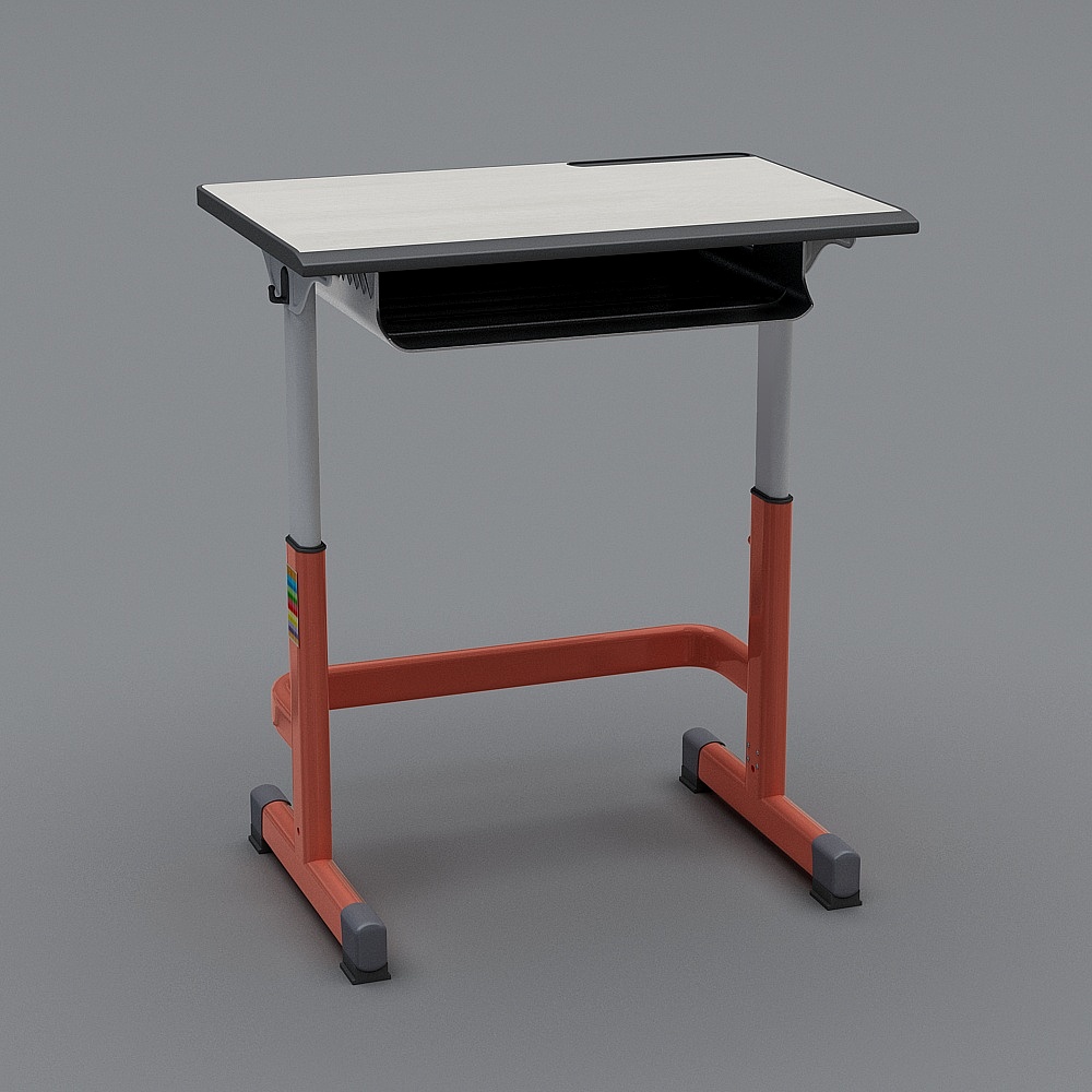 Modern Low-Polygon Desk 3D Model for Educational Spaces