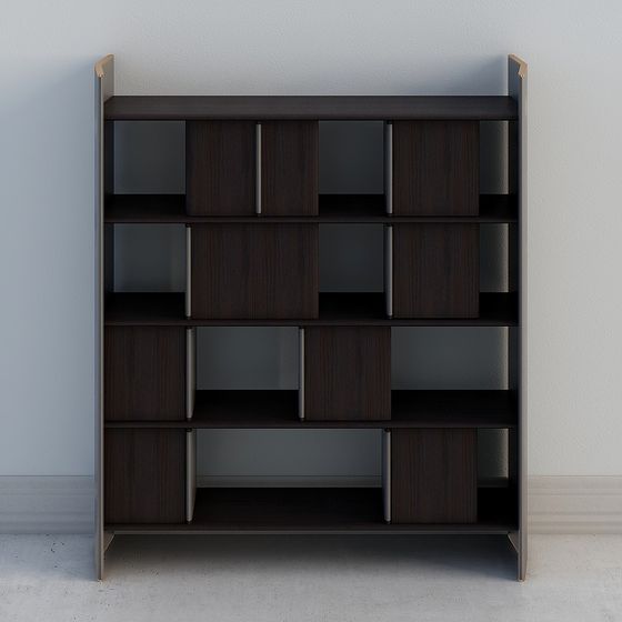 Modern Low-Poly High-Detail Bookshelf 3D Model