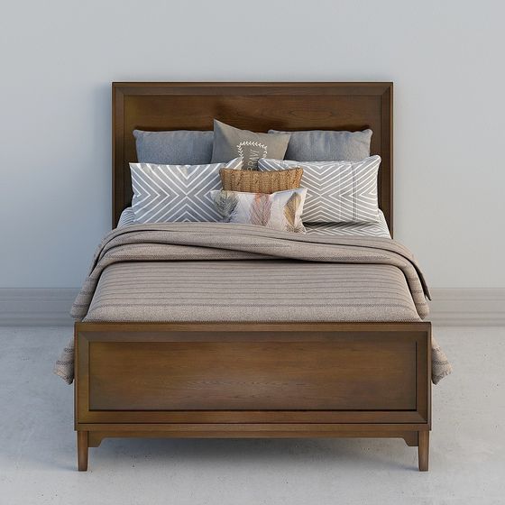 Elegant Low-Poly Bed 3D model for Modern Interiors