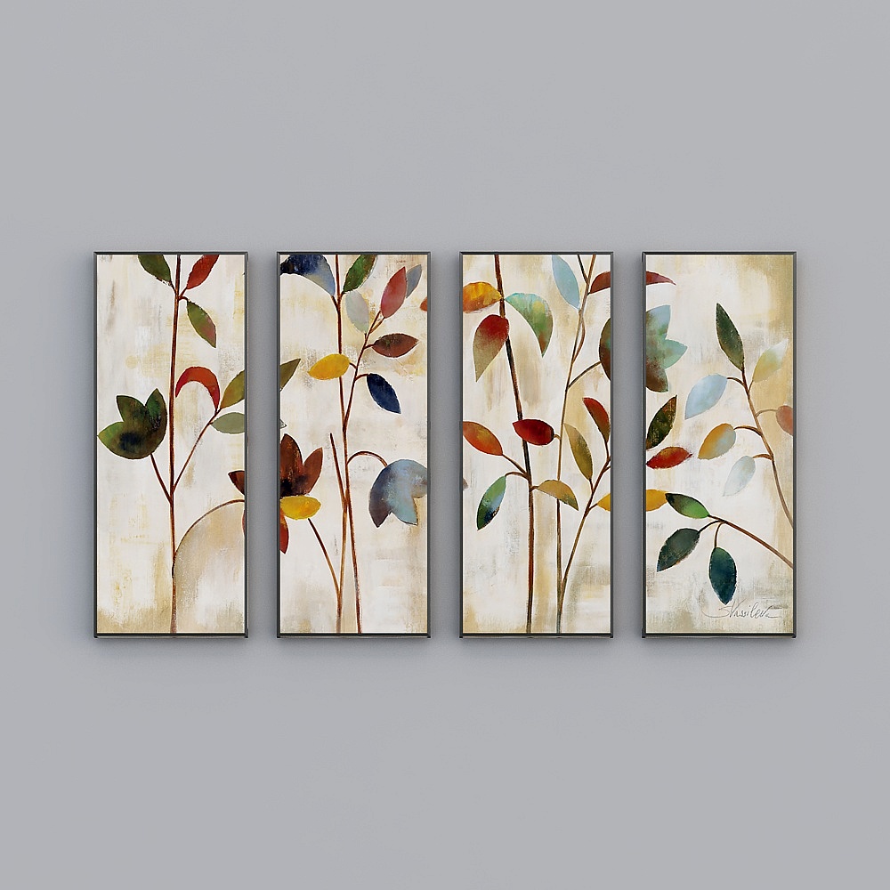 Abstract Nature Four-Piece Panel 3D Model