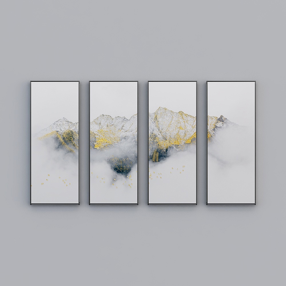 Elland trang trí tranh vẽ tranh phong cảnh, mực in, phong cảnh, tranh tường, phòng khách, phòng ngủ, sofa, giường, khung tranh, trừu tượng, bốn bức vẽ liên tiếp, bốn cặp, khung tranh hiện đại, nhẹ nhàng, sang trọng, tranh treo N026