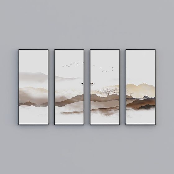 Serene Mountain Scenery 3D Model Artwork