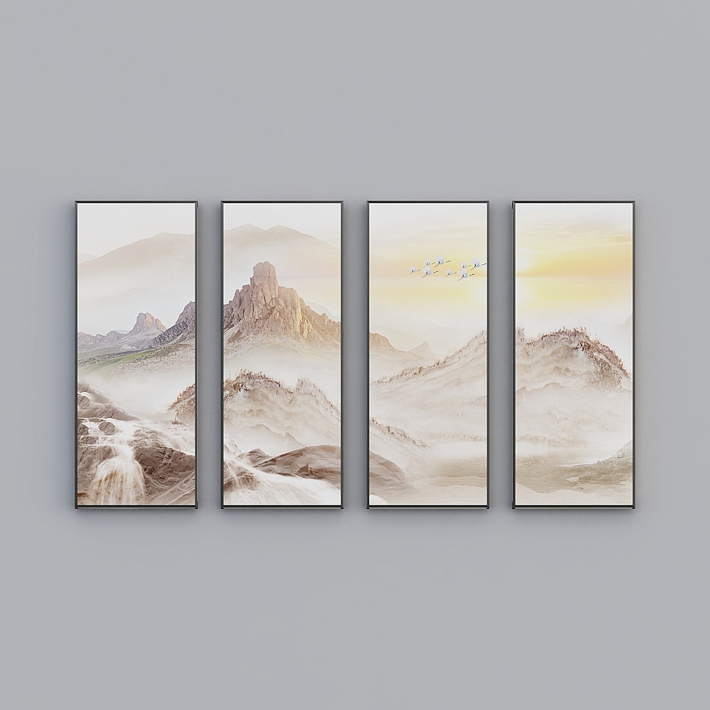 Dreamy Landscape 3D Model Set in Low Poly Style