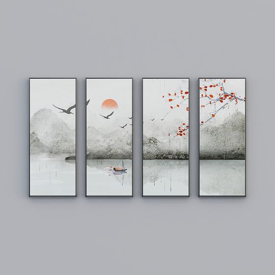 Ink Wash Four Scenes 3D model