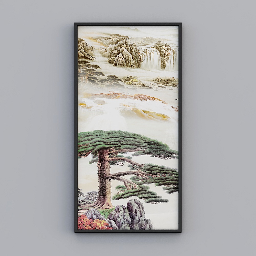 Tranh trang trí Elland tranh phong cảnh tranh chào mừng cây thông tâm trạng đỉnh núi sông phong cảnh tranh tường sơn dầu khung tranh đơn khung tranh hiện đại ánh sáng sang trọng Tranh treo tường FN349-1