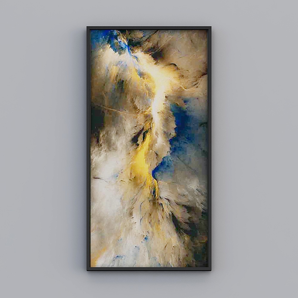 Elland decorates the painting of the  atmosphere filled with smoke lines Nordic gold color restaurant living room bedroom sofa bed head European-style picture frame single abstract modern light luxury hanging painting J317