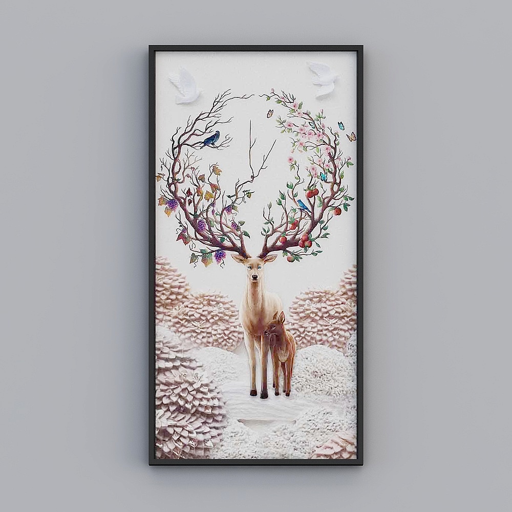Elland decorated painting Nordic wind elk head size deer noble atmosphere shape living room bedroom sofa bed frame single pair of personality modern light luxury hanging painting E451