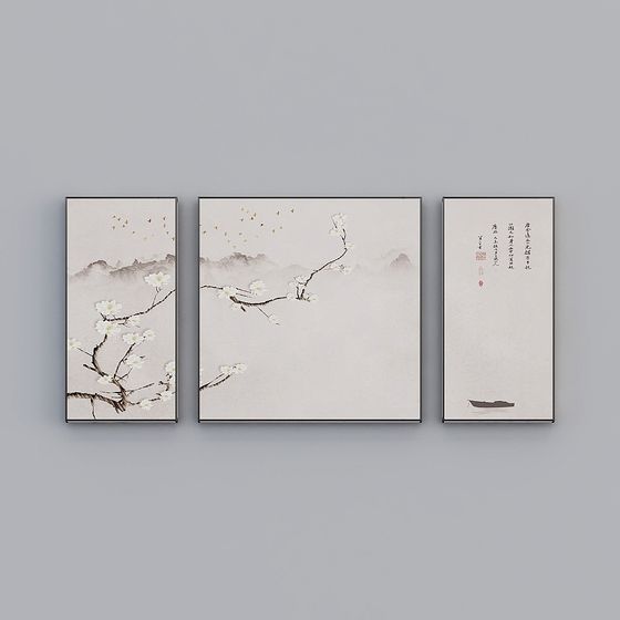 Elland 裝飾經典心情花鳥畫，葉子，客廳臥室沙發床頭三幅連畫組合，三對現代輕奢懸掛畫 J061