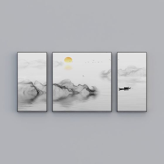 Ink Wash Landscape 3D Model