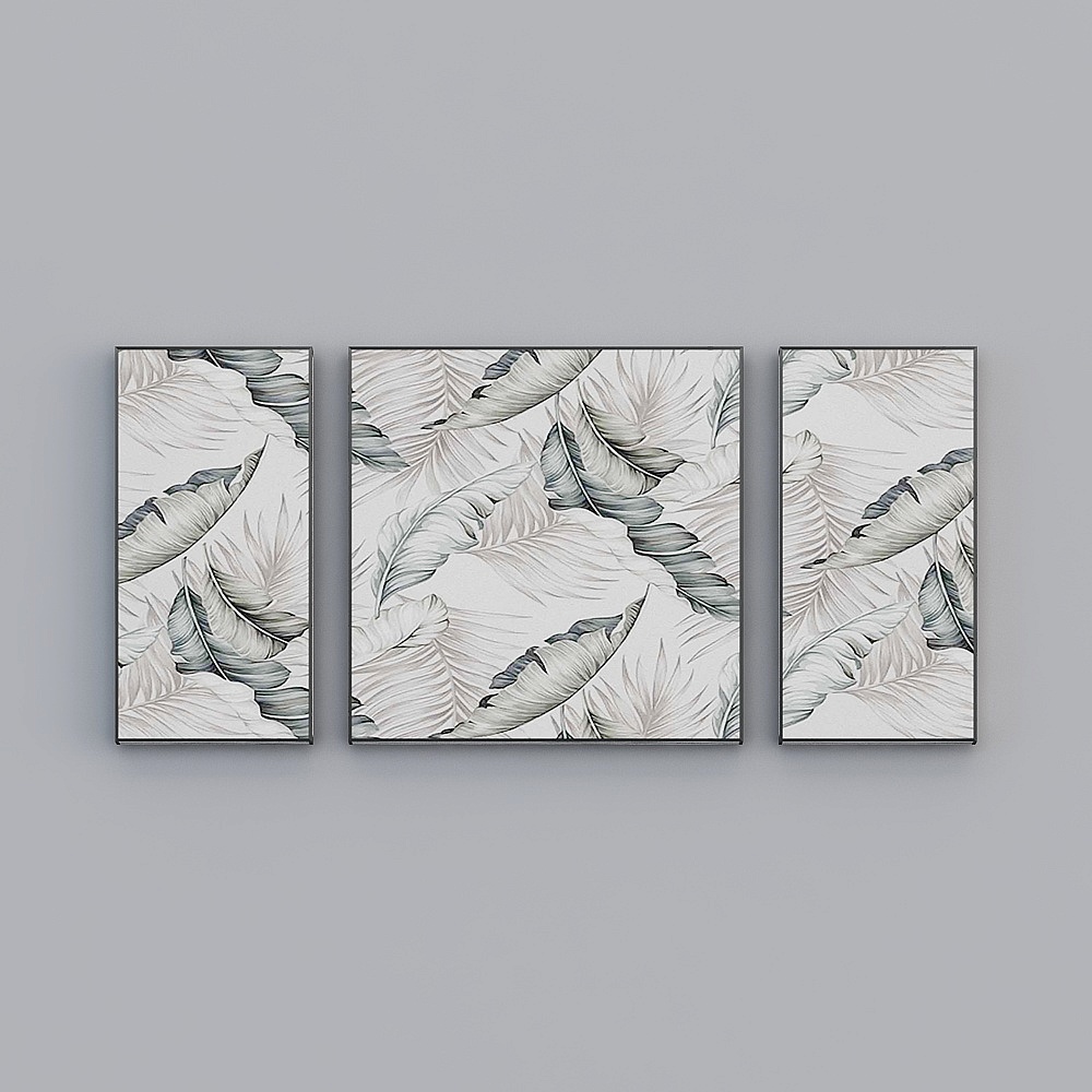 Elland decorated painting Nordic style aesthetic romantic leaves feather flying new Chinese living room bedroom sofa bed frame three consecutive drawings stitched together three pairs of modern light luxury hanging painting J181