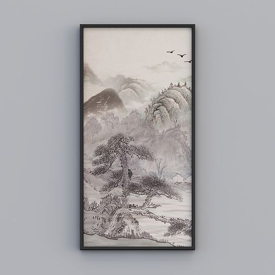 Water Ink Mountain Forest 3D model