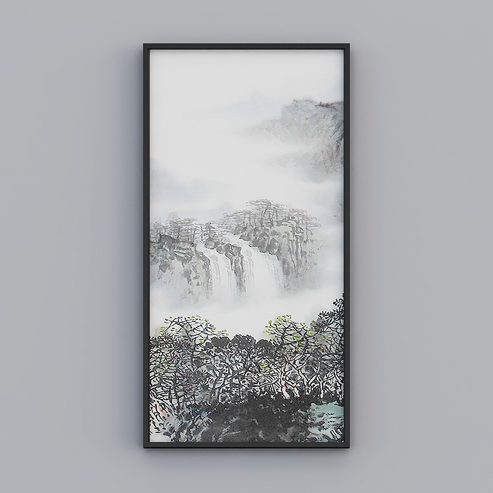 Elland decorated painting  ink mountain water simple Chinese painting mountain living room bedroom sofa bed head oil painting frame single pair of atmospheric modern light luxury hanging painting K532-1