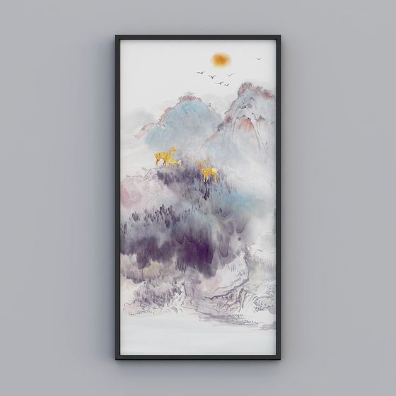 Ink Wash Mountain Forest 3D model