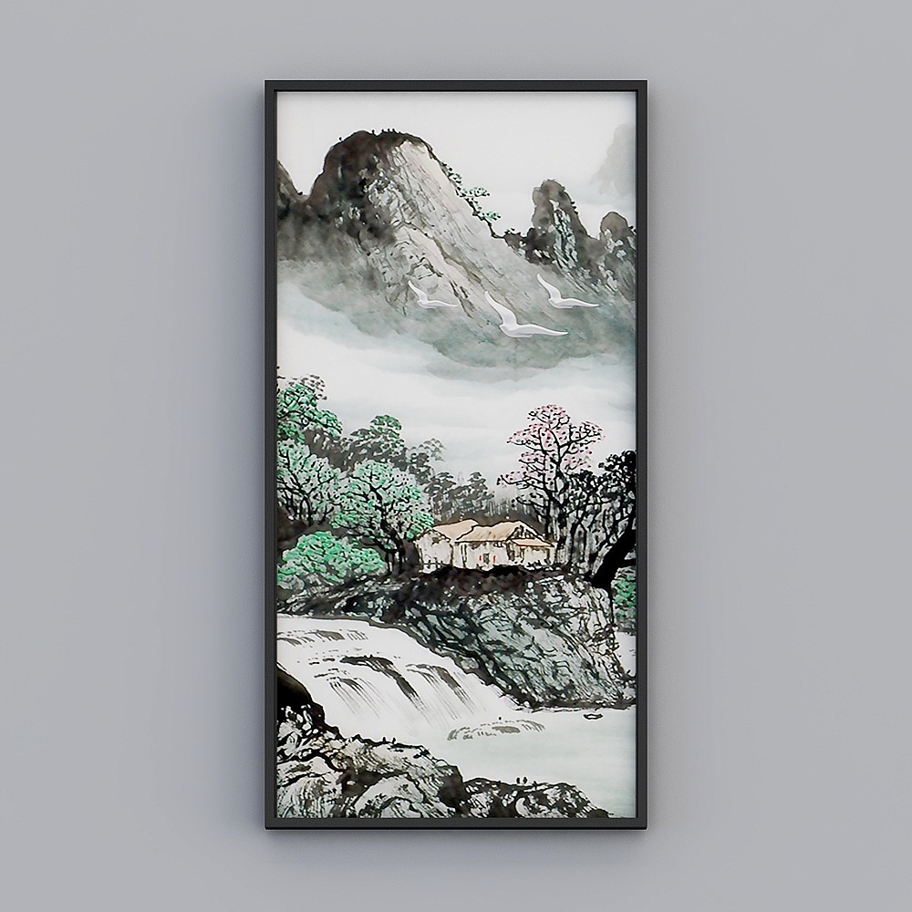 Elland decorated paintingink mountain simple Chinese painting mountain living room bedroom sofa bed head oil painting frame a pair of atmospheric modern light luxury hanging painting K541-1