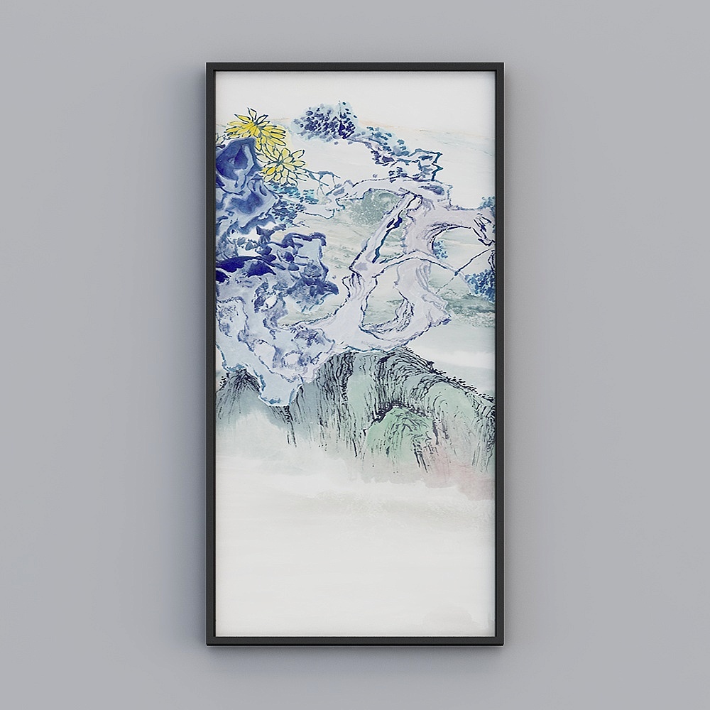 Elland decorated painting  modern landscape ink mountain mood living room living room bedroom sofa bed head oil painting frame single-sided photo frame modern light luxury hanging painting N025-1