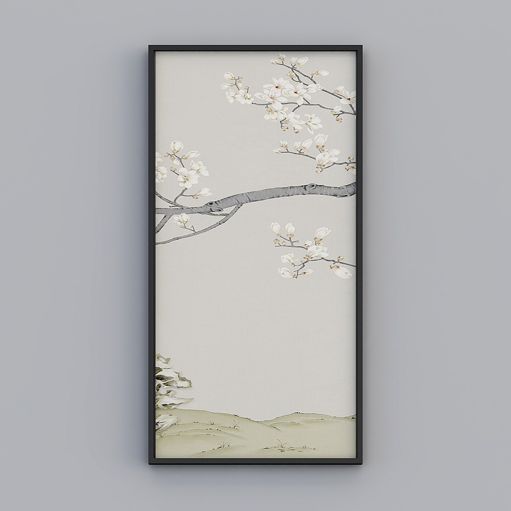 Elland decorated paintingmagnolia bird noble magnolia leaf living room bedroom sofa bed head frame single pair of peacock modern light luxury hanging painting N050-4