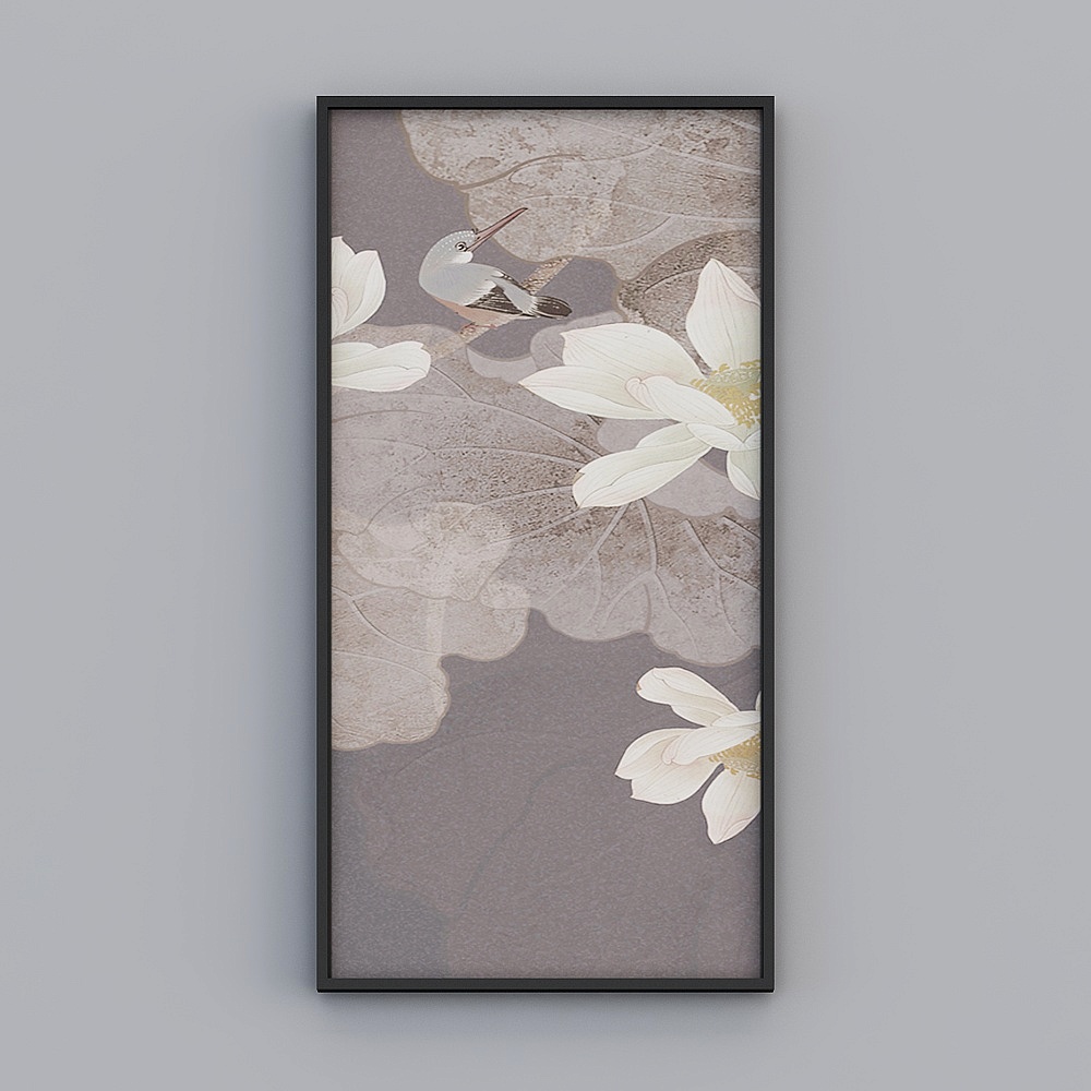 Elland trang trí bức tranh Trung Quốc mới lá sen nâu cà ri Zen phòng khách phòng ngủ sofa đầu giường khung tranh sơn dầu khung ảnh một mặt hiện đại ánh sáng sang trọng tranh treo FN074-3