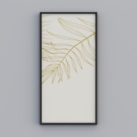 Golden Tropical Leaf Frame 3D model