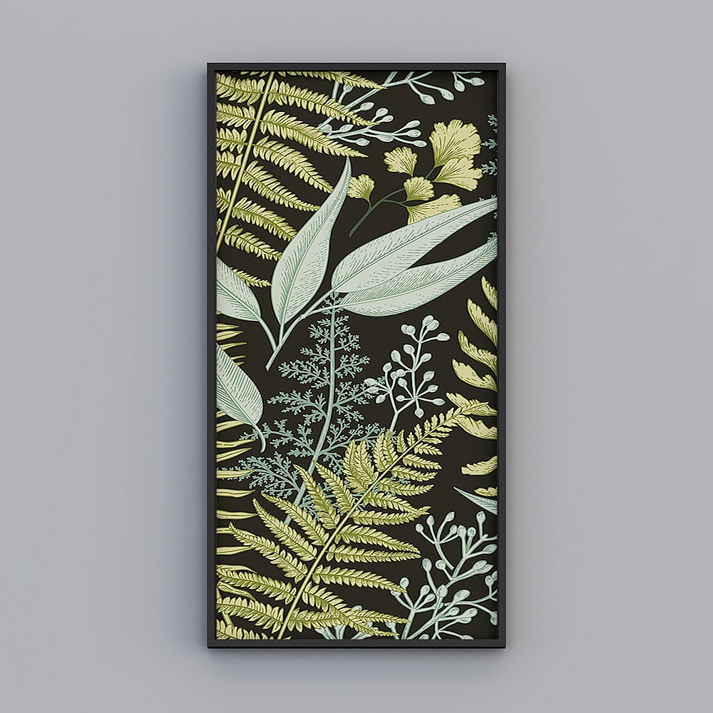 Elland decorated the painting of the new Chinese fresh green leafy plant fresh flower leaf living room bedroom sofa bed frame single pair of romantic modern light luxury hanging painting 223 leaf-3