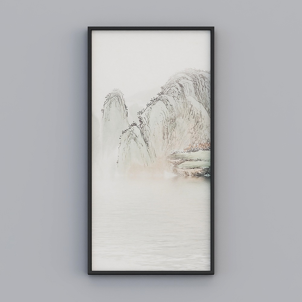 Elland decorated painting new Chinese atmospheric landscape landscape simple living room bedroom sofa bed head oil painting frame a simple atmospheric light luxury hanging painting E266-1
