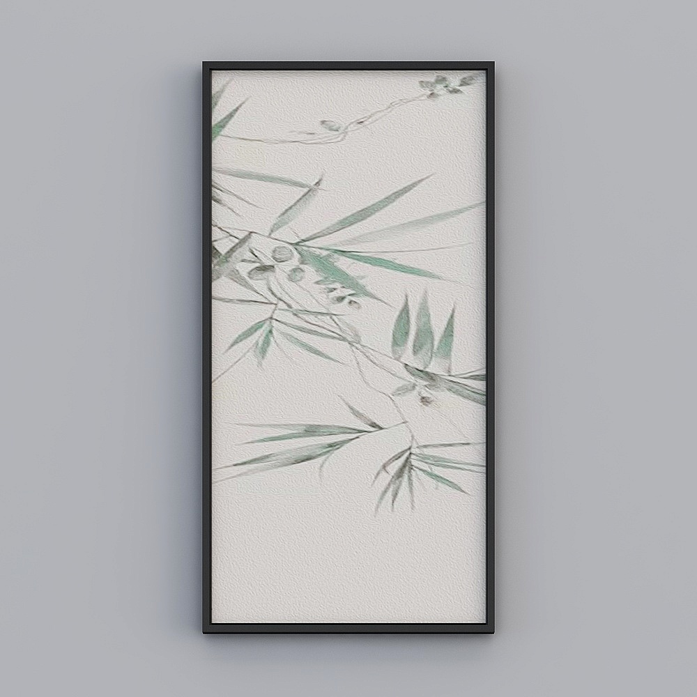 Elland decorative painting of fresh bamboo branch ink, fresh simple leaf, living room, bedroom, sofa bed frame, single pair, Nordic modern light luxury hanging painting K222-3