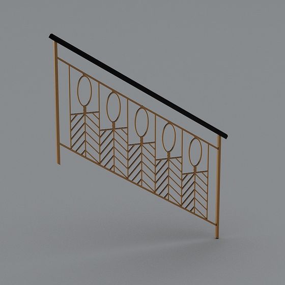 Geometric Metal Railing 3D model