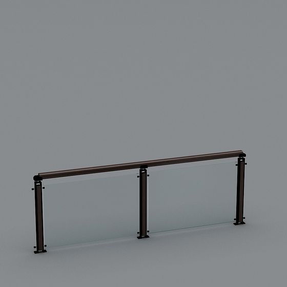 Elegant Glass Railing 3D model for Modern Spaces