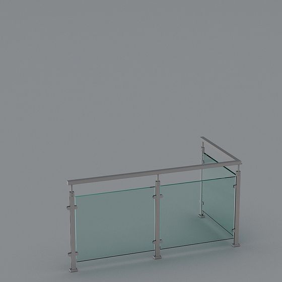 Modern Glass Railing 3D model