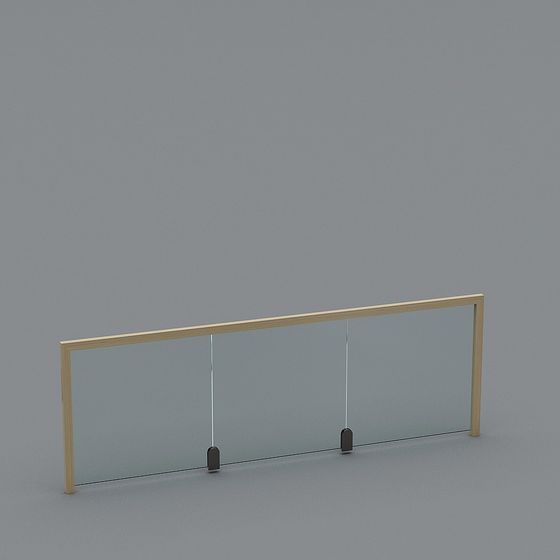 Elegant Glass Railing 3D model for Contemporary Interiors