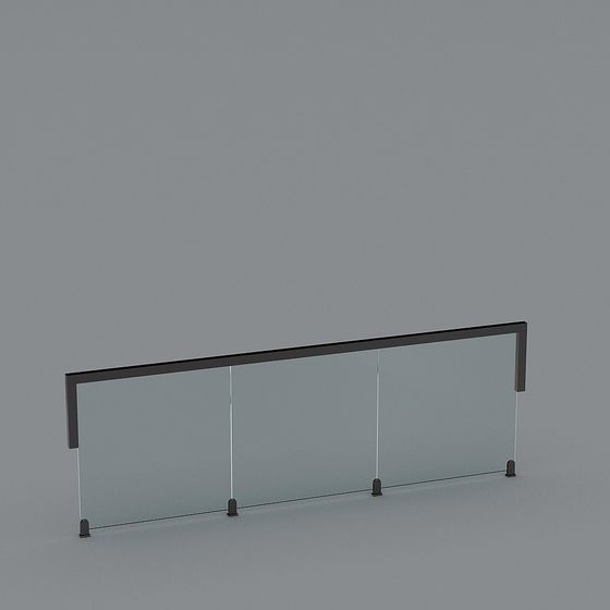 Elegant Low-Poly Glass Railing 3D Model